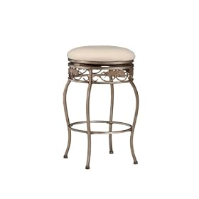 Hillsdale Bordeaux 30-Inch Backless Swivel Bar Stool, Pewter with Bronze Finish, Off-White... by Hillsdale Furniture