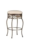 IMAGE OF Hillsdale Bordeaux 26-Inch Backless Swivel Counter Stool, Pewter with Bronze Finish, Off-White Fabric