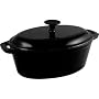 Black Oval Casserole Dish Colour: Black. 7 litre casserole dish with lid.