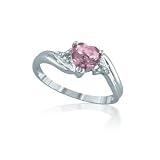 Created Pink Sapphire and Diamond Heart Ring