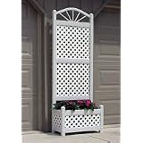 Trellis: Sunburst Planter Trellis with White Lattice