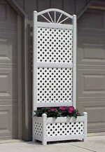 Trellis: Sunburst Planter Trellis with White Lattice