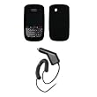 BlackBerry Bold 9650 - Premium Jet Black Soft Silicone Gel Skin Cover Case + Rapid Car Charger for RIM BlackBerry Bold 9650