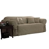 Champagne Scroll Damask Sofa Slipcover