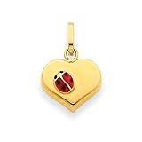14k Heart with Enameled Ladybug Charm
