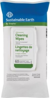 Sustainable Earth by Staples® Multipurpose Cleaning Wipes, 60 Wipes/Pack