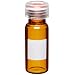 Wheaton W225153-03 Borosilicate Glass 1.8mL Writing Patch Vial with 0.005 Red PTFE/0.035 Silicone/0.005 Red PTFE Lined 9mm ABC Screw Cap, Amber/Natural (Case of 100)
