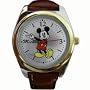 Mickey Mouse Gold Watch - Disney Mickey Mouse Brown Leather Band Watch