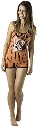 Tiger Cami & Boy Short 2PC Womens Animal Print Top + Shorts Pajama Set (Tiger Cami & Boyshort Set, Small)