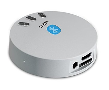 Elife Bluetooth 4.0 Hands-Free Car Kit NFC-Enabled Bluetooth Music Receiver -Bluetooth wireless audio receiver- Bluetooth speaker(T-666) (White)