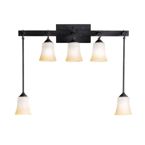 Kichler Lighting 5038DBK Meredith 5-Light Wall Mount Bath Swag, Distressed Black with Sunrise Marble Glass