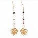 Open Design Lotus Flower Dangle Earrings in Gold Vermeil on a Tourmaline Gemstone Chain, #7450