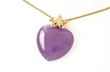 14K Yellow Gold Designer Pendant Necklace with 0.02 cttw.Burnished Diamond on Starfish and 21.5mm Lavender Jade