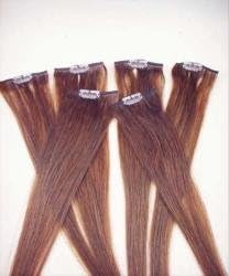 6 Single Pieces Dark Auburn Clip in Human Hair Extensions &amp; Mini Flat Iron