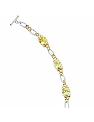 Genuine .925 Sterling Silver Vermeil Light Yellow Cz Bracelet 7.5 Inch Length. 100% Satisfaction Guaranteed.