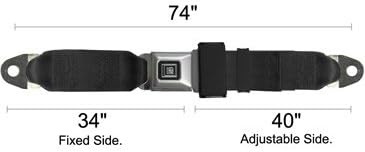 GM Seat Belt, Universal GM Lap Seatbelt, Metal Buckle Push Button, Gray, 74 in,