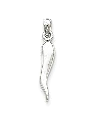 14k White Gold Small Italian Horn Pendant. Metal Wt- 1.42g