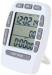 Aimila Triple Digital Kitchen Timer Clock Stopwatch with Alarm LCD Countdown Timer 3-Line (White)