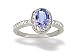 14K White Gold Genuine Oval Tanzanite and Diamond Couture Ring