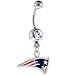 Jewelry : NFL Logo SILVER Single GEM Belly Ring - New England Patriots