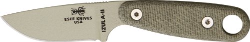 ESEE Knives IZ2DTKIT Izula II DT Fixed Blade Knife with Desert Tan Canvas Micarta Handles with Kit
