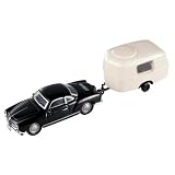 HO Die-Cast VW Karmann Ghia w/Camper Black