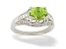 14K White Gold Genuine Oval Peridot and Diamond Antique Style Ring