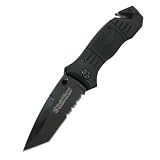 Smith & Wesson SWFR2S Extreme Ops Knife with Coated Tanto Blade and Rubber Coated Handle, Black