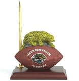 Jacksonville Jaguars Desk Clock & Pen Set Features A Wooden Base With A Pen And Pen Holder