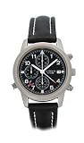 St. Moritz Titan II TI Chronograph Watch, Black Dial with Black Leather Band