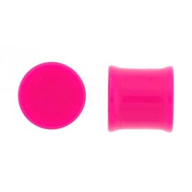 Pink Acrylic Double Flare Plugs - Easy Fit - 0G - Sold as a Pair