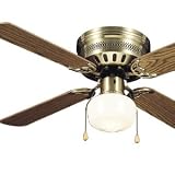 Homestead Ceiling Fans Antique Brass Finish with Opal Glass 42 Ceili