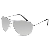 BLUE CROWN Aviator Sunglasses - Silver/Gray