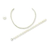 Sterling Silver 4.5-5.5mm Freshwater Cult. Pearl Bracelet & Necklace Set