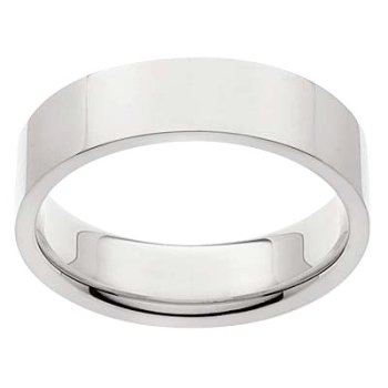 14k White Gold Flat Comfort Fit Men's Band 6mm.