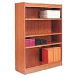 IMAGE OF Alera Square Corner Bookcase, Wood Veneer, 4-Shelf, 36w x 12d x 48h, Medium Oak