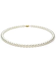 14k Gold 6.5-7mm White Akoya Saltwater Cultured Pearl Necklace AA+ Quality, Princess Lengths - 18, 20, 22 Inches