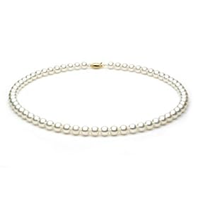 14k White Gold 6.5-7mm White Akoya Saltwater Cultured Pearl Necklace AA+... by 