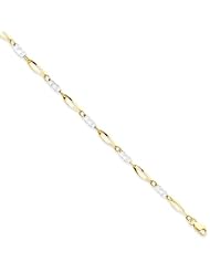 14k Two Tone Gold 7in Polished Fancy Link Bracelet. Metal Wt- 2.1g
