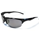 Hilton Bay Sunglasses Wrap Style A77 UV400 Lens for Baseball, Softball, Cycling, Golf, Kayaking and All Active Sports (BLACK & SMOKE)