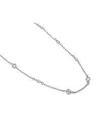 Sterling Silver Bezel CZ Necklace 18 Inch