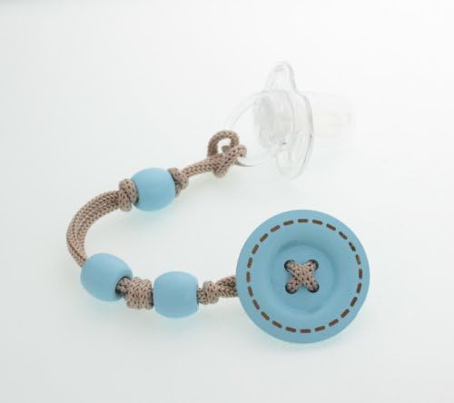 Jeanky Wooden Button Pacifier Clip (Blue)