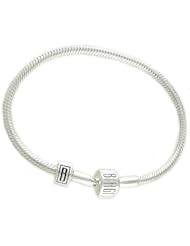 Authentic Biagi 925 Sterling Silver Starter Charm Bracelet with Clip Lock for European Beads