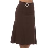 Knee Length Flared Skirt with Seaming and Belt Detail