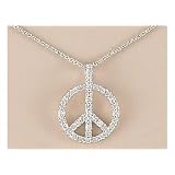 Signature Cubic Zirconia Peace Necklace STERLING SILVER 18 Inch Necklace