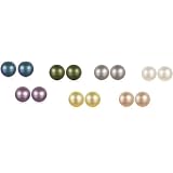 Set of 7 Freshwater Cultured Pearl 6-7mm Button Stud Earrings