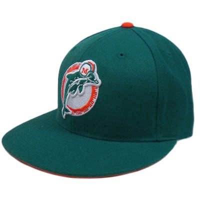 HAT CAP MIAMI DOLPHINS THROWBACK NFL LOGO FITTED 7 7/8 FLAT BILL MITCHELL & NESS