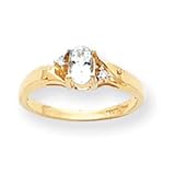 14k Gold .02ct Diamond & Aquamarine Birthstone Ring