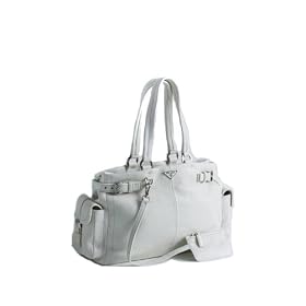 Prada White Leather BR2703 Tote Handbag
