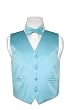 Covona BOY'S Solid TURQUOISE BLUE Color Dress Vest BOWTIE Set